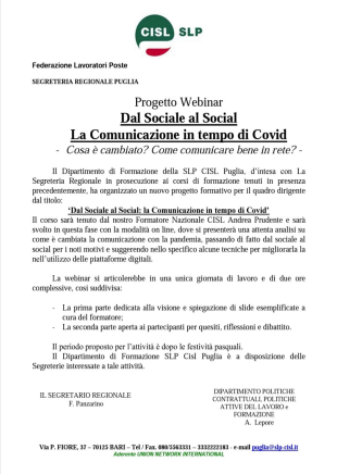 Dal Social al Social - La comunicazione in tempo di Covid